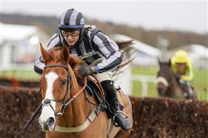 PLUMPTON, ENGLAND - JANUARY 13: Niall Houlihan riding High Up In The Air clear the last to win The tote.co.uk Handicap Chase at Plumpton Racecourse on January 13, 2021 in Plumpton, England. Due to the Coronavirus pandemic, owners along with the paying public will not be allowed to attend the meeting. (Photo by Alan Crowhurst/Getty Images)