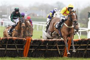 PLUMPTON, ENGLAND - JANUARY 13: Bryan Carver riding One For Dunstan on their way to winning The Download The tote App Handicap Hurdle at Plumpton Racecourse on January 13, 2021 in Plumpton, England. Due to the Coronavirus pandemic, owners along with the paying public will not be allowed to attend the meeting. (Photo by Alan Crowhurst/Getty Images)