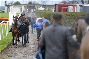 PLUMPTON, ENGLAND - JANUARY 13: Runners make their way to and from the stabling area at Plumpton Racecourse on January 13, 2021 in Plumpton, England. Due to the Coronavirus pandemic, owners along with the paying public will not be allowed to attend the meeting. (Photo by Alan Crowhurst/Getty Images)