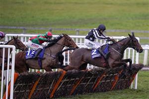 WARWICK, ENGLAND - JANUARY 16: Paddy Brennan riding Imperial Alcazar clear the last to win The Pertemps Network Handicap Hurdle at Warwick Racecourse on January 16, 2021 in Warwick, England. Due to the Coronavirus pandemic, owners along with the paying public will not be allowed to attend the meeting. (Photo by Alan Crowhurst/Getty Images)