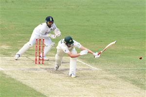 BRISBANE, AUSTRALIA - JANUARY 18: Cameron Green of Australia bats during day four of the 4th Test Match in the series between Australia and India at The Gabba on January 18, 2021 in Brisbane, Australia. (Photo by Matt Roberts/Getty Images)