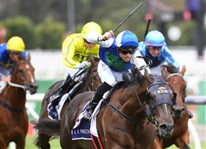 MELBOURNE, AUSTRALIA - JANUARY 16: Will Price riding High 'N' Dry to win Race 2, the Summer Twilight Racing Trophy at Flemington Racecourse on January 16, 2021. (Getty)