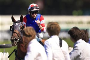 SYDNEY, AUSTRALIA - JANUARY 16: Robbie Dolan on Above And Beyond returns to scale after winning race 6 the TAB Handicap during Sydney Racing at Rosehill Gardens on January 16, 2021 in Sydney, Australia. (Photo by Mark Evans/Getty Images)
