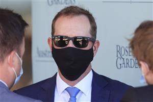 SYDNEY, AUSTRALIA - JANUARY 16: Michael Hawkes looks on after winning race 1 the Agency Real Estate Handicap with Remarque during Sydney Racing at Rosehill Gardens on January 16, 2021 in Sydney, Australia. (Photo by Mark Evans/Getty Images)