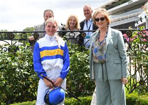 MELBOURNE, AUSTRALIA - JANUARY 16: Jamie Kah poses with trainer Cindy Alderson and connections after riding Liqueuro to win Race 4, the Lexus Summer Event Trophy, during Melbourne Racing at Flemington Racecourse on January 16, 2021 in Melbourne, Australia. (Photo by Vince Caligiuri/Getty Images)
