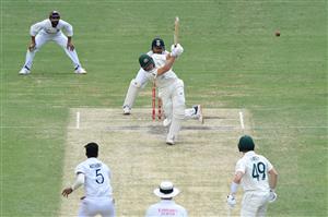 BRISBANE, AUSTRALIA - JANUARY 18: Marnus Labuschagne of Australia bats during day four of the 4th Test Match in the series between Australia and India at The Gabba on January 18, 2021 in Brisbane, Australia. (Photo by Matt Roberts/Getty Images)