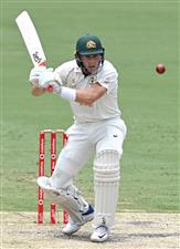 BRISBANE, AUSTRALIA - JANUARY 18: Marnus Labuschagne of Australia plays a shot during day four of the 4th Test Match in the series between Australia and India at The Gabba on January 18, 2021 in Brisbane, Australia. (Photo by Bradley Kanaris/Getty Images)