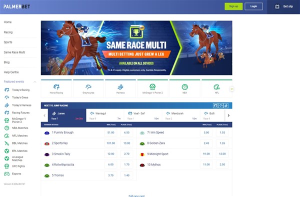 Palmerbet Home Page Interface