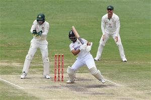 BRISBANE, AUSTRALIA - JANUARY 19: Ajinkya Rahane of India bats during day five of the 4th Test Match in the series between Australia and India at The Gabba on January 19, 2021 in Brisbane, Australia. (Photo by Matt Roberts/Getty Images)