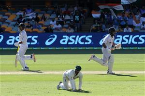 BRISBANE, AUSTRALIA - JANUARY 19: Mayank Agarwal & Rishabh Pant of India bats during day five of the 4th Test Match in the series between Australia and India at The Gabba on January 19, 2021 in Brisbane, Australia. (Photo by Matt Roberts/Getty Images)