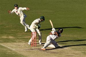 BRISBANE, AUSTRALIA - JANUARY 19: Rishabh Pant of India bats during day five of the 4th Test Match in the series between Australia and India at The Gabba on January 19, 2021 in Brisbane, Australia. (Photo by Matt Roberts/Getty Images)