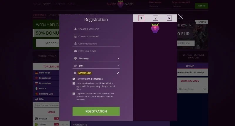 MalinaCasino Sports Aktionscode NEWBONUS MalinaCasino Sports promo code NEWBONUS