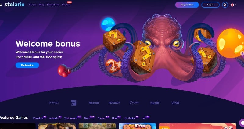 Stelario Casino Home page