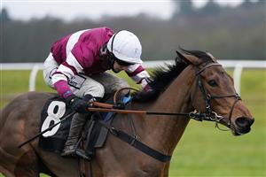 NEWBURY, ENGLAND - JANUARY 20: Ciaran Gethings riding Maskada clear the last to win The MansionBet Hurdle McHurdleface Mares' Handicap Hurdle at Newbury Racecourse on January 20, 2021 in Newbury, England. Due to the Coronavirus pandemic, owners along with the paying public will not be allowed to attend the meeting. (Photo by Alan Crowhurst/Getty Images)