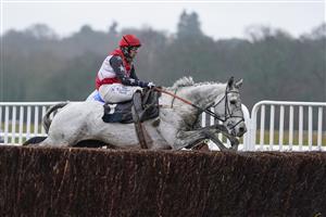 NEWBURY, ENGLAND - JANUARY 20: Harry Bannister riding Fagan clear the last to win The MansionBet's Best Odds Guaranteed Handicap Chase at Newbury Racecourse on January 20, 2021 in Newbury, England. Due to the Coronavirus pandemic, owners along with the paying public will not be allowed to attend the meeting. (Photo by Alan Crowhurst/Getty Images)