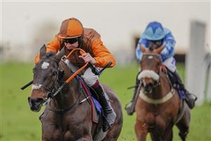 WINCANTON, ENGLAND - JANUARY 21: Aidan Coleman riding Sure Touch win The Racing TV Extra 4 Screens Live 'Newcomers' Standard Open NH Flat Race at Wincanton Racecourse on January 21, 2021 in Wincanton, England. Due to the Coronavirus pandemic, owners along with the paying public will not be allowed to attend the meeting. (Photo by Alan Crowhurst/Getty Images)