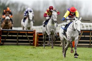 WINCANTON, ENGLAND - JANUARY 21: Tom Scudamore riding Brinkley clear the last to win The 100% RacingTV Profits Back To Racing Handicap Hurdle at Wincanton Racecourse on January 21, 2021 in Wincanton, England. Due to the Coronavirus pandemic, owners along with the paying public will not be allowed to attend the meeting. (Photo by Alan Crowhurst/Getty Images)