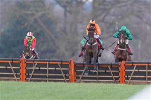 ASCOT, ENGLAND - JANUARY 23: Chester Williams riding Gladiateur Allen clear the last to win The Matchbook Betting Exchange British EBF 'National Hunt' Novices' Hurdle at Ascot Racecourse on January 23, 2021 in Ascot, England. Due to the Coronavirus pandemic, owners along with the paying public will not be allowed to attend the meeting. (Photo by Alan Crowhurst/Getty Images)