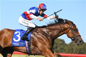 MELBOURNE, AUSTRALIA - JANUARY 23: Campbell Rawiller riding Ididitforlove winning Race 9, the The Big Screen Company Handicap, during Melbourne Racing at Sandown Racecourse on January 23, 2021 in Melbourne, Australia. (Photo by Vince Caligiuri/Getty Images)
