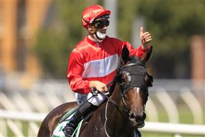 SYDNEY, AUSTRALIA - JANUARY 23: Sam Clipperton on Sacramento returns to scale after winning race 6 the Heineken Handicap during Sydney Racing at Royal Randwick Racecourse on January 23, 2021 in Sydney, Australia. (Photo by Mark Evans/Getty Images)
