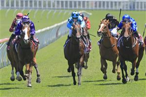 SYDNEY, AUSTRALIA - JANUARY 23: James Innes Jnr on The Face (L), wins race 4 the ANZ Bloodstock News Handicap during Sydney Racing at Royal Randwick Racecourse on January 23, 2021 in Sydney, Australia. (Photo by Mark Evans/Getty Images)