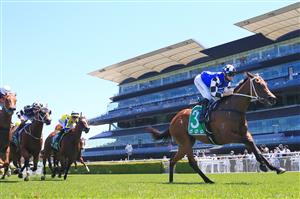 SYDNEY, AUSTRALIA - JANUARY 23: Tommy Berry on The First Of May wins race 3 the TAB Highway Handicap during Sydney Racing at Royal Randwick Racecourse on January 23, 2021 in Sydney, Australia. (Photo by Mark Evans/Getty Images)