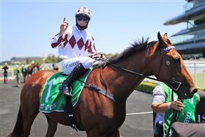 SYDNEY, AUSTRALIA - JANUARY 23: Tommy Berry on Art Cadeau returns to scale after winning race 2 the TAB Highway Handicap during Sydney Racing at Royal Randwick Racecourse on January 23, 2021 in Sydney, Australia. (Photo by Mark Evans/Getty Images)