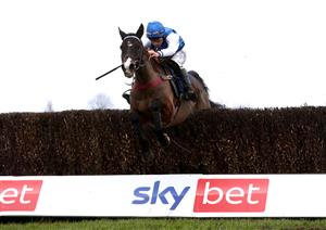 DONCASTER, ENGLAND - JANUARY 29: Ibleo ridden by Charlie Deutsch clears a fence on their way to winning the Sky Bet Best Odds Guaranteed Handicap Chase at Doncaster Racecourse on January 29, 2021 in Doncaster, England. (Photo by Tim Goode - Pool/Getty Images)