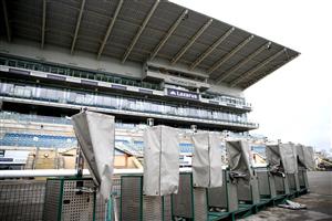 DONCASTER, ENGLAND - JANUARY 29: A general view of empty bookmaker stands at Doncaster Racecourse on January 29, 2021 in Doncaster, England. (Photo by Tim Goode - Pool/Getty Images)