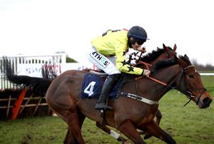 DONCASTER, ENGLAND - JANUARY 29: Her Indoors ridden by Adrian Heskin on their way to winning the Sky Bet Fillies' Juvenile Hurdle (Listed) at Doncaster Racecourse on January 29, 2021 in Doncaster, England. (Photo by Tim Goode - Pool/Getty Images)