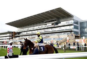 DONCASTER, ENGLAND - JANUARY 29: Brianstorm ridden by Charlie Deutsch makes their way around the parade ring ahead of the Sky Bet Britain's Most Popular Online Bookmaker Novices' Handicap Chase at Doncaster Racecourse on January 29, 2021 in Doncaster, England. (Photo by Tim Goode - Pool/Getty Images)