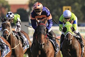 SYDNEY, AUSTRALIA - JANUARY 30: James Innes Jnr on Brutality wins race 8 the Sky Racing Active Handicap during Sydney Racing at Rosehill Gardens on January 30, 2021 in Sydney, Australia. (Photo by Mark Evans/Getty Images)