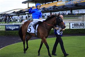 SYDNEY, AUSTRALIA - JANUARY 30: Hugh Bowman on Savatiano returns to scale after winning race 7 the Iron Jack Expressway Stakes during Sydney Racing at Rosehill Gardens on January 30, 2021 in Sydney, Australia. (Photo by Mark Evans/Getty Images)