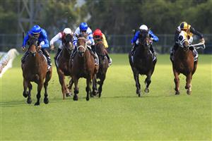 SYDNEY, AUSTRALIA - JANUARY 30: Hugh Bowman on Savatiano wins race 7 the Iron Jack Expressway Stakes during Sydney Racing at Rosehill Gardens on January 30, 2021 in Sydney, Australia. (Photo by Mark Evans/Getty Images)