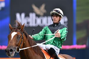MELBOURNE, AUSTRALIA - JANUARY 30: Will Price riding Ginger Jones after winning race 6, the Mal Seccull Handicap, during Melbourne Racing at Caulfield Racecourse on January 30, 2021 in Melbourne, Australia. (Photo by Vince Caligiuri/Getty Images)