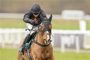 WARWICK, ENGLAND - FEBRUARY 03: Harry Skelton riding Cabot Cliffs clear the last to win The Join Racing TV Now Juvenile Hurdle at Warwick Racecourse on February 03, 2021 in Warwick, England. Due to the Coronavirus pandemic, owners along with the paying public will not be allowed to attend the meeting. (Photo by Alan Crowhurst/Getty Images)