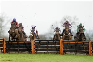 WINCANTON, ENGLAND - FEBRUARY 04: Jonjo O'Neill Jr. riding Rose of Arcadia (red) clear the last to win The EBF Mares' 'National Hunt' Novices' Hurdle at Wincanton Racecourse on February 04, 2021 in Wincanton, England. Due to the Coronavirus pandemic, owners along with the paying public will not be allowed to attend the meeting. (Photo by Alan Crowhurst/Getty Images)