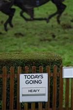 WINCANTON, ENGLAND - FEBRUARY 04: Heavy going at Wincanton Racecourse on February 04, 2021 in Wincanton, England. Due to the Coronavirus pandemic, owners along with the paying public will not be allowed to attend the meeting. (Photo by Alan Crowhurst/Getty Images)