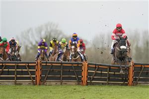 WINCANTON, ENGLAND - FEBRUARY 04: Harry Cobden riding Lucky One lead all the way to win The Southwest Syndicate Novices' Hurdle at Wincanton Racecourse on February 04, 2021 in Wincanton, England. Due to the Coronavirus pandemic, owners along with the paying public will not be allowed to attend the meeting. (Photo by Alan Crowhurst/Getty Images)