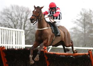 CATTERICK, ENGLAND - FEBRUARY 05: Omar Maretti ridden by jockey Kielan Woods on their way to winning the Racing TV Profits Returned To Racing Maiden Hurdle at Catterick Racecourse. on February 5, 2021 in Catterick, England. (Photo by Tim Goode - Pool / Getty Images)