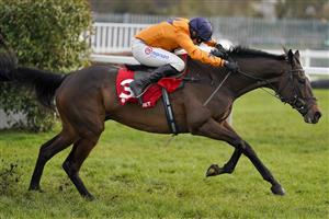 ESHER, ENGLAND - FEBRUARY 06: Harry Skelton riding Alnadam clear the last to win The Virgin Bet Warriors Handicap Chase at Sandown Park Racecourse on February 06, 2021 in Esher, England. Due to the Coronavirus pandemic, owners along with the paying public will not be allowed to attend the meeting. (Photo by Alan Crowhurst/Getty Images)