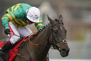 ESHER, ENGLAND - FEBRUARY 06: Richard Johnson riding Sporting John (green) clear the last to win The Virgin Bet Scilly Isles Novices' Chase from Shan Blue and Harry Skelton at Sandown Park Racecourse on February 06, 2021 in Esher, England. Due to the Coronavirus pandemic, owners along with the paying public will not be allowed to attend the meeting. (Photo by Alan Crowhurst/Getty Images)