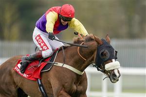 ESHER, ENGLAND - FEBRUARY 06: Richard Johnson riding Native River clear the last to win The Virgin Bet Cotswold Chase at Sandown Park Racecourse on February 06, 2021 in Esher, England. Due to the Coronavirus pandemic, owners along with the paying public will not be allowed to attend the meeting. (Photo by Alan Crowhurst/Getty Images)