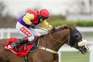 ESHER, ENGLAND - FEBRUARY 06: Richard Johnson riding Native River clear the last to win The Virgin Bet Cotswold Chase at Sandown Park Racecourse on February 06, 2021 in Esher, England. Due to the Coronavirus pandemic, owners along with the paying public will not be allowed to attend the meeting. (Photo by Alan Crowhurst/Getty Images)