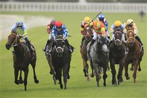 SYDNEY, AUSTRALIA - FEBRUARY 06: Robbie Dolan on Sky Lab (L)
wins race 9 the Agency Real Estate Mile during Sydney Racing at Royal Randwick Racecourse on February 06, 2021 in Sydney, Australia. (Photo by Mark Evans/Getty Images)