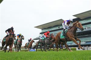 SYDNEY, AUSTRALIA - FEBRUARY 06: Kathy O'Hara on Katgully Red wins race 2 the Tab Highway Handicap during Sydney Racing at Royal Randwick Racecourse on February 06, 2021 in Sydney, Australia. (Getty)