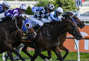 MELBOURNE, AUSTRALIA - FEBRUARY 06: Jamie Kah riding Prophet's Thumb to win race 9, the Schweppes Rubiton Stakes, during C.F. Orr Stakes Day at Caulfield Racecourse on February 06, 2021 in Melbourne, Australia. (Getty)