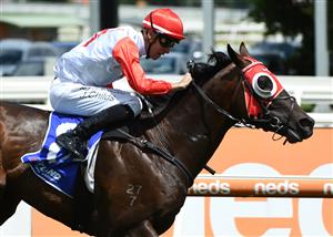 MELBOURNE, AUSTRALIA - FEBRUARY 06: Jordan Childs riding Poland wins Race 4, the Hyland Race Colours Autumn Stakes, during C.F. Orr Stakes Day at Caulfield Racecourse on February 06, 2021 in Melbourne, Australia. (Photo by Vince Caligiuri/Getty Images)