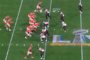 TAMPA, FLORIDA - FEBRUARY 07: Patrick Mahomes #15 of the Kansas City Chiefs takes the snap during the third quarter against the Tampa Bay Buccaneers in Super Bowl LV at Raymond James Stadium on February 07, 2021 in Tampa, Florida. (Photo by Mike Ehrmann/Getty Images)