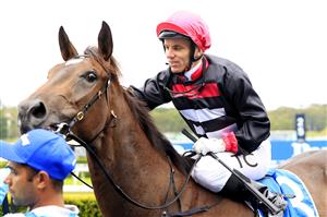 SYDNEY, AUSTRALIA - FEBRUARY 06: Tim Clark on Tilianam returns to scale after winning race 1 the Darley Lonhro Plate during Sydney Racing at Royal Randwick Racecourse on February 06, 2021 in Sydney, Australia. (Photo by Mark Evans/Getty Images)